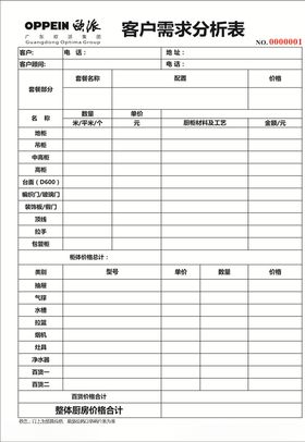 欧派客户需求分析表