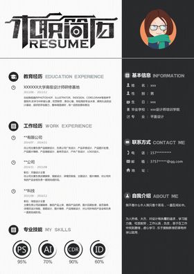 个性简历模板 HR求职专用毕业设计图片素材