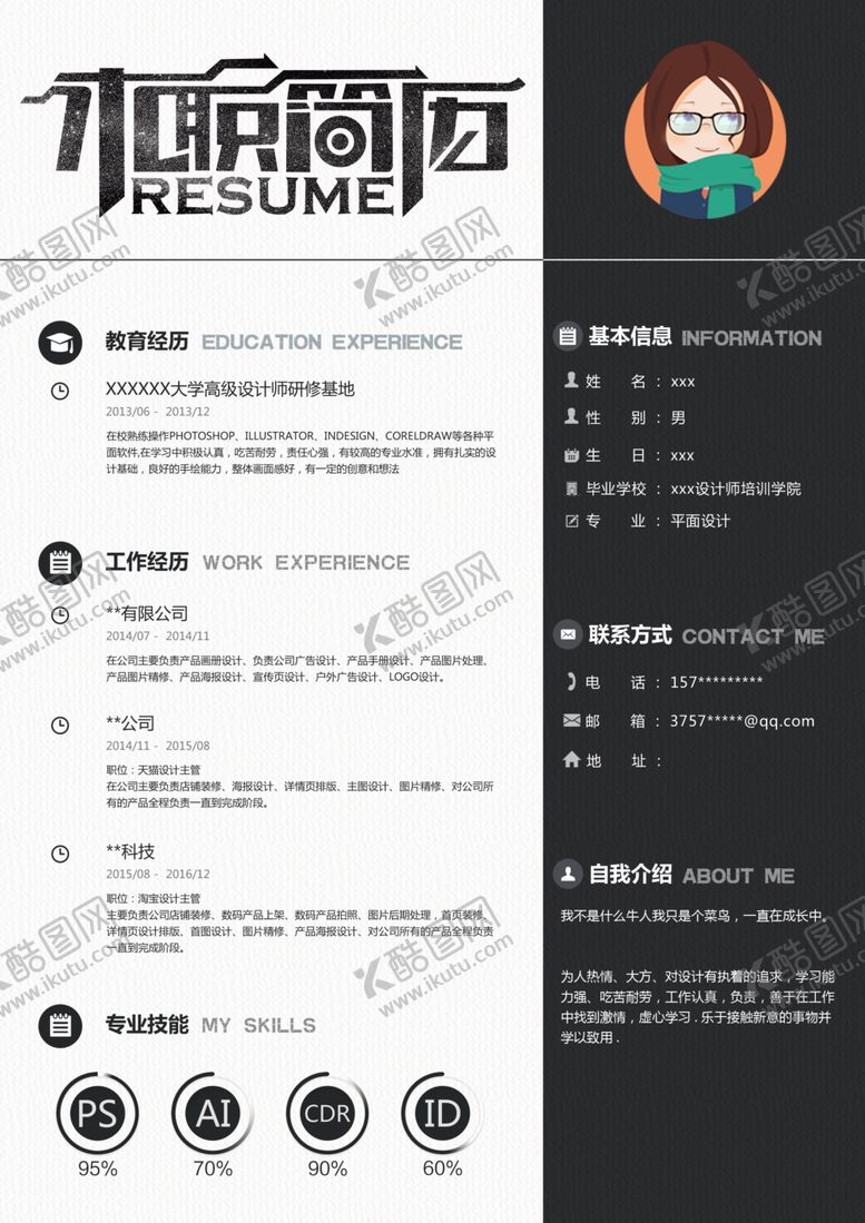 编号：84716010241614054977【酷图网】源文件下载-求职简历模板
