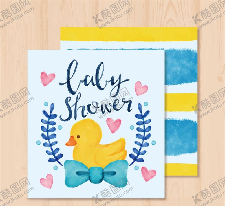 编号：23471610130928039687【酷图网】源文件下载-鸭子迎婴派对卡片