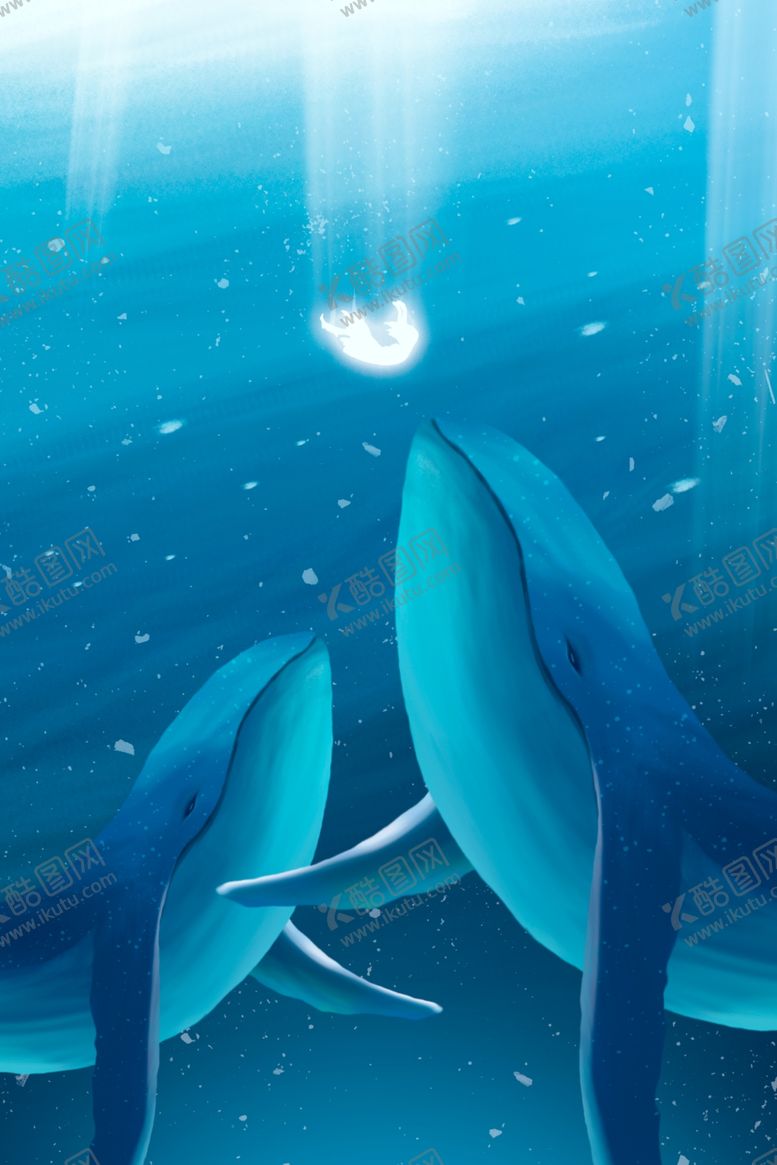 编号：37013309202349169335【酷图网】源文件下载-海洋鲸鱼清新插画卡通海报素材