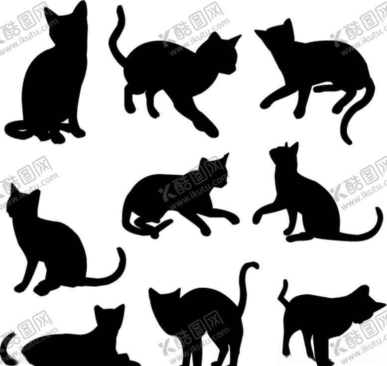 编号：84603107071245205800【酷图网】源文件下载-矢量猫咪剪影