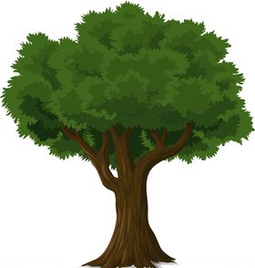 矢量彩色卡通大树