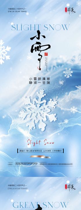 地产小雪大雪简约质感海报