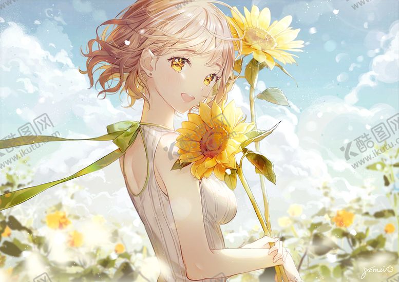 编号：26700510100106246546【酷图网】源文件下载-阳光向日葵女孩图片