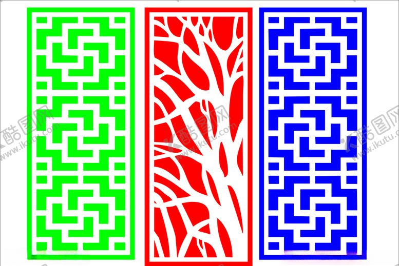 编号：80642605091500233024【酷图网】源文件下载-花窗中式屏风