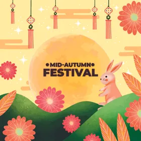 中秋节插画海报兔子兔子