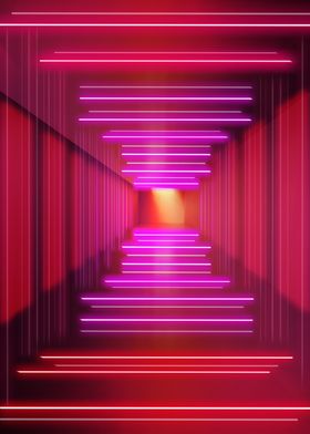 红色霓虹立体背景