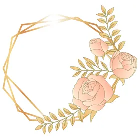 金色边框植物花环png免抠图留言