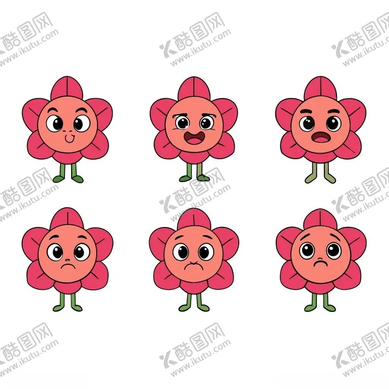 编号：14178902251749299484【酷图网】源文件下载-杜鹃花不同情绪状态的组合