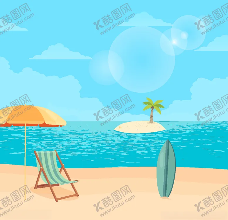 编号：59760206270832024951【酷图网】源文件下载-卡通海洋沙滩天空海岛背景