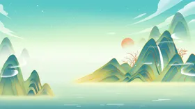 国潮山水背景