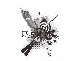 矢量时尚楼房音乐图案