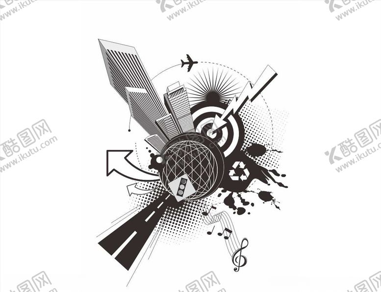 编号：26797105182031461014【酷图网】源文件下载-矢量时尚楼房音乐图案