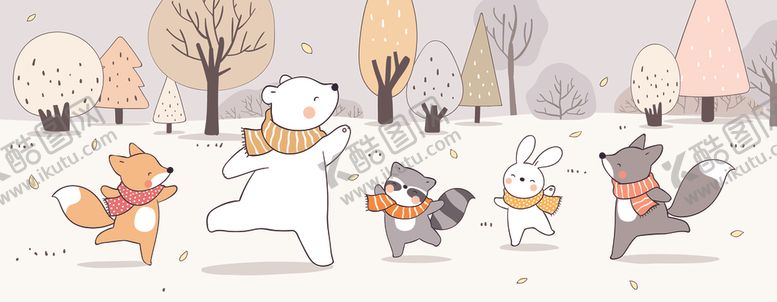 编号：29934207011636207121【酷图网】源文件下载-手绘卡通动物