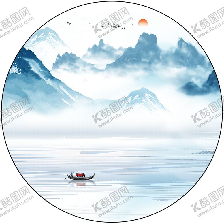编号：26349509230829356053【酷图网】源文件下载-意境山水禅意圆形玄关