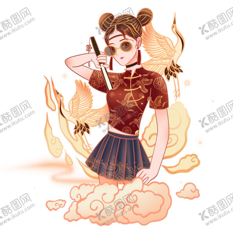 编号：42681506171342093743【酷图网】源文件下载-国潮人物手绘