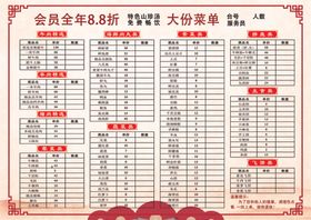 菜谱菜单背面