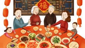 一家人团圆素材阖中秋喜庆思念