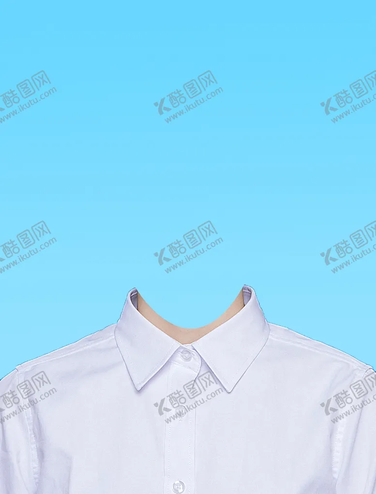 编号：88145106142253273982【酷图网】源文件下载-女生证件照蓝色背景白色衬衣