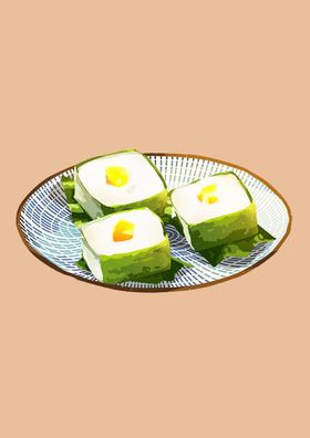 抹茶芒果甜品下午茶手绘插画海报