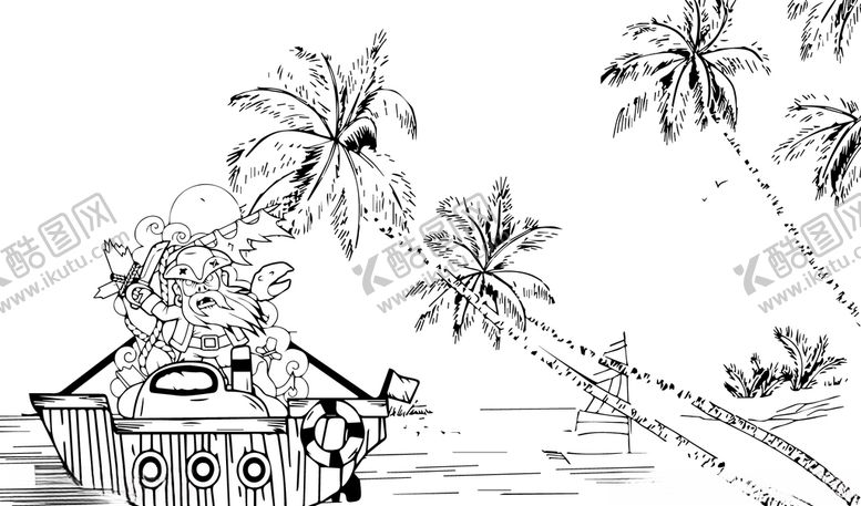 编号：27209610141648181661【酷图网】源文件下载-海盗船简笔