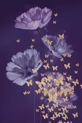 梦幻花朵蝴蝶装饰画