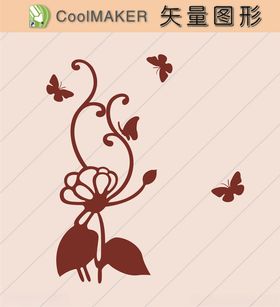 花草剪纸花草壁纸简洁手绘