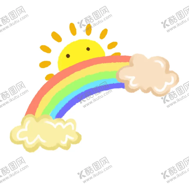 编号：36388102161224441729【酷图网】源文件下载-手绘卡通可爱七彩彩虹太阳插画
