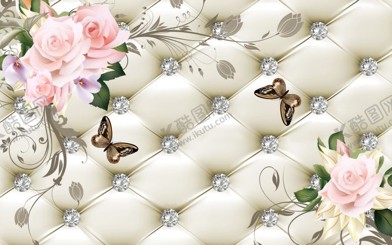 编号：14401411011130504862【酷图网】源文件下载-浮雕花花藤玫瑰背景墙