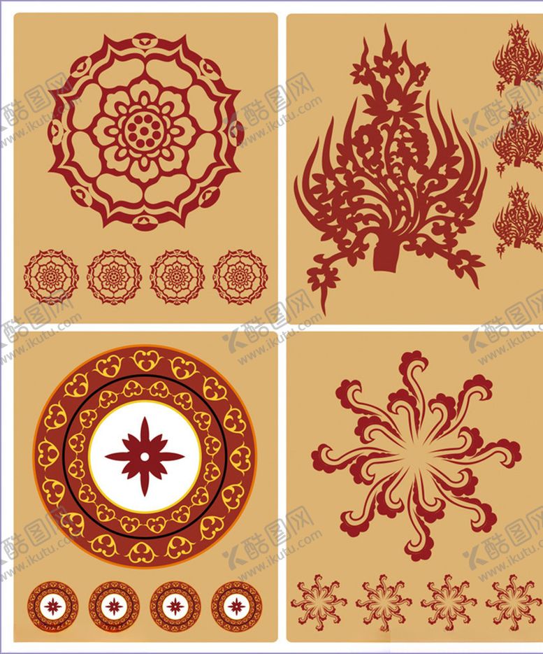 编号：70943510011902138643【酷图网】源文件下载-圆形花纹古典花边传统花纹