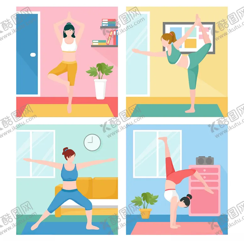 编号：33234509231208158181【酷图网】源文件下载-多样瑜伽姿势展示