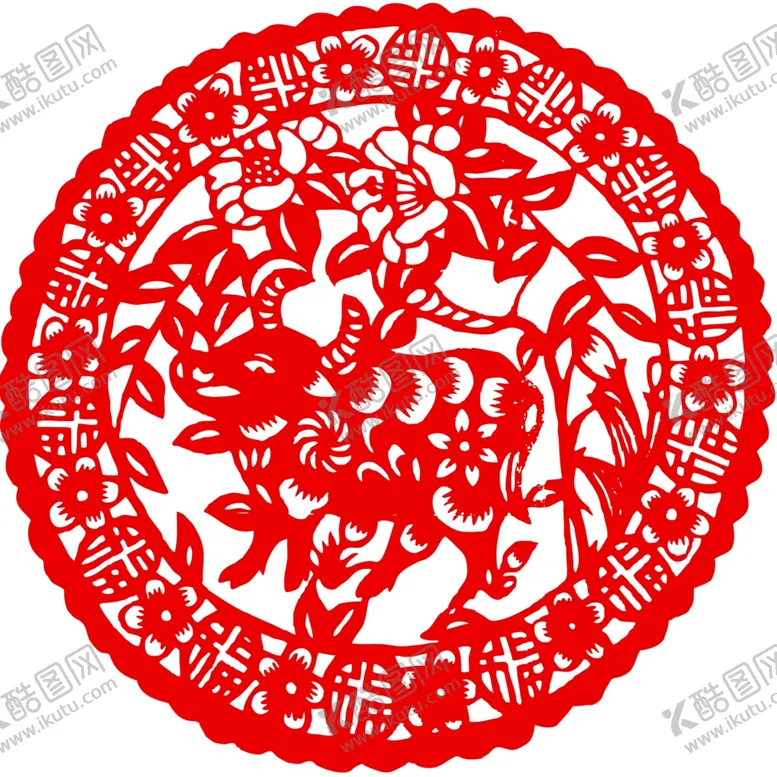 编号：71949003300314092791【酷图网】源文件下载-生肖牛剪纸