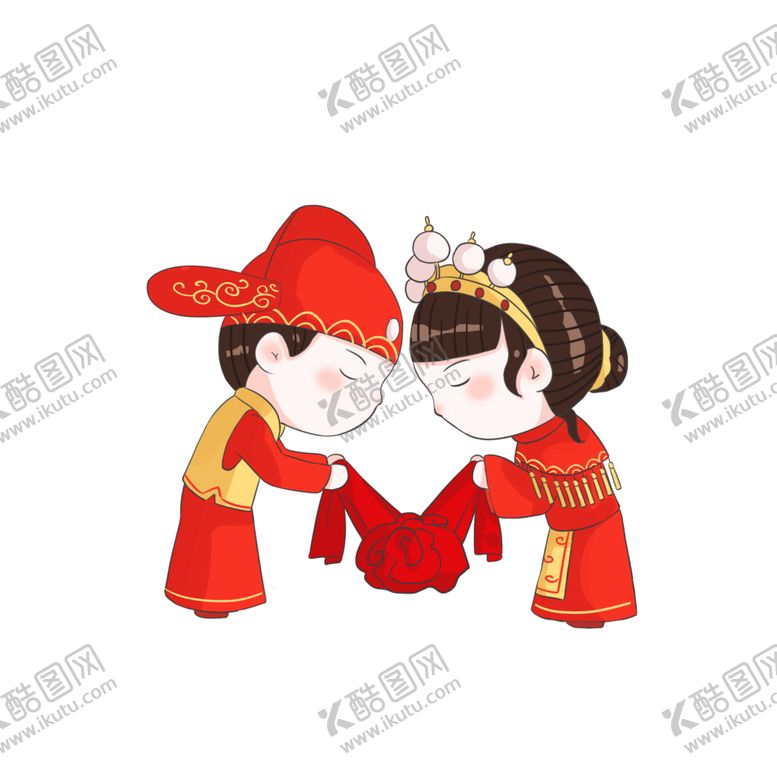 编号：16595109211403233875【酷图网】源文件下载-卡通新郎新娘PNG免扣素材