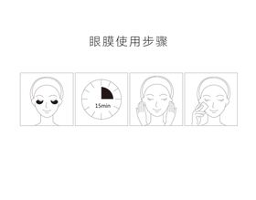 眼贴膜使用步骤小人线条图