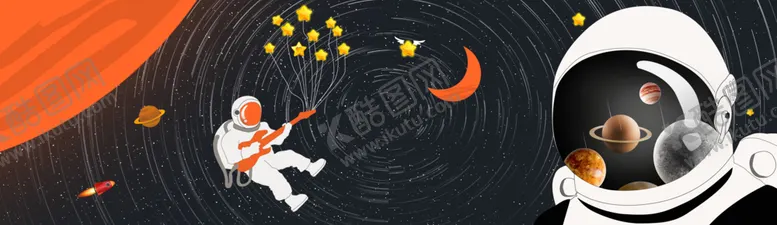 编号：21626206151653349946【酷图网】源文件下载-新中式月亮星星宇航员装饰画
