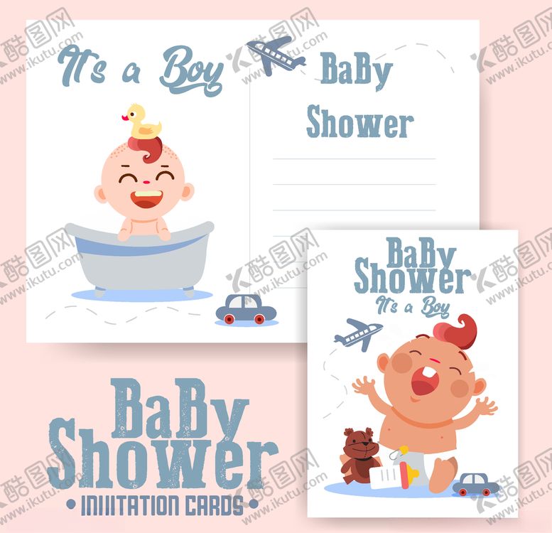 编号：49430609271453562179【酷图网】源文件下载-可爱迎婴派对邀请卡