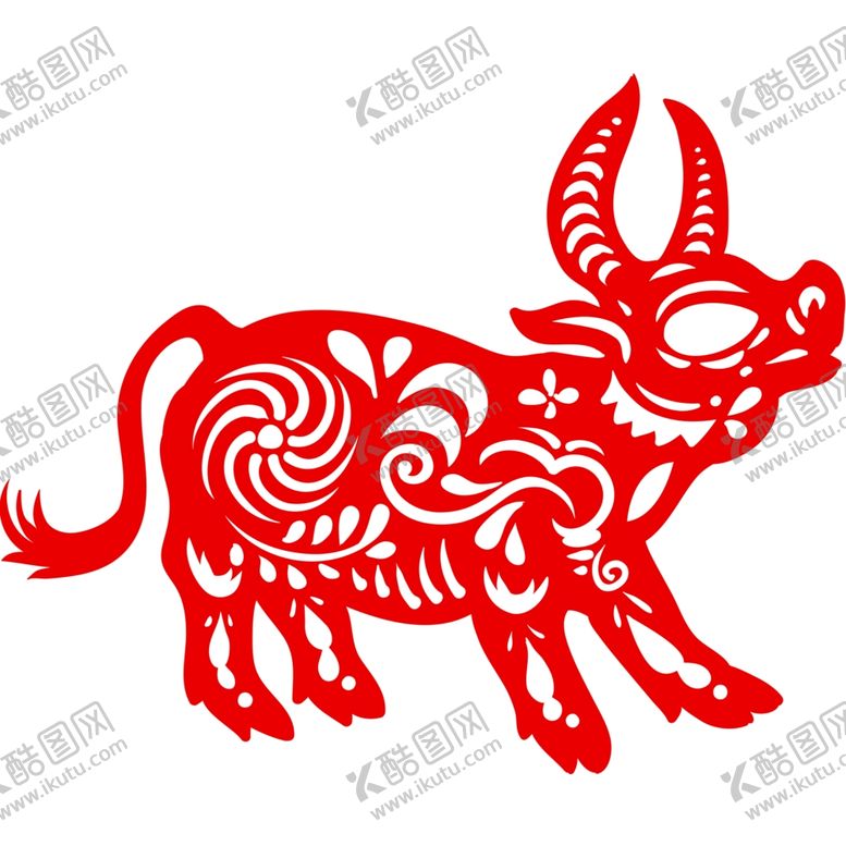 编号：11006209212122323992【酷图网】源文件下载-生肖牛剪纸