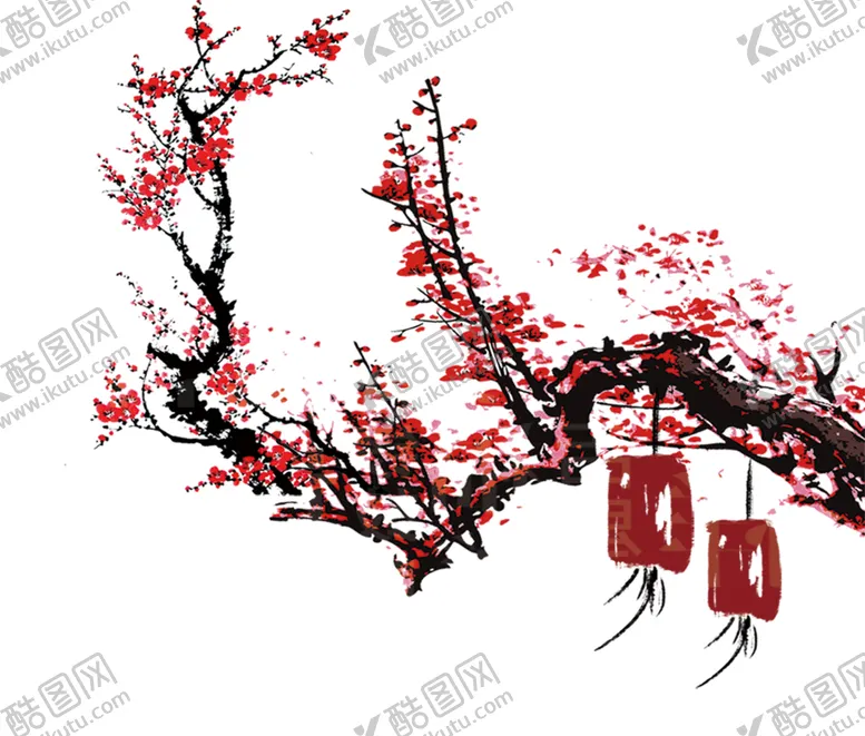 编号：60851504191840193445【酷图网】源文件下载-中国风灯笼梅花元素PNG