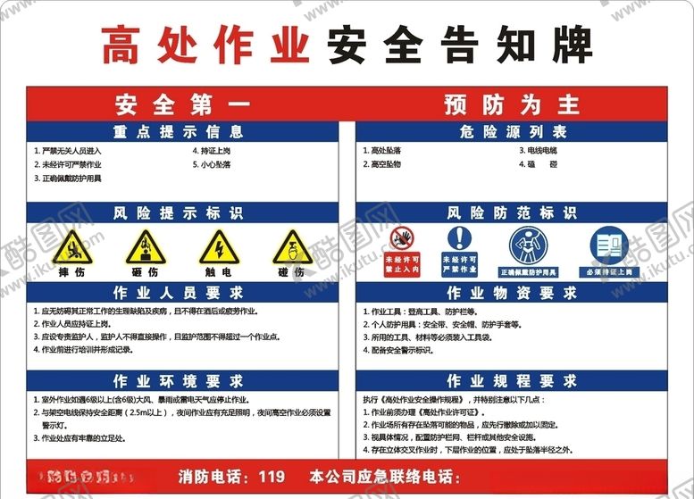 编号：20548404180647423987【酷图网】源文件下载-高处作业安全告知牌