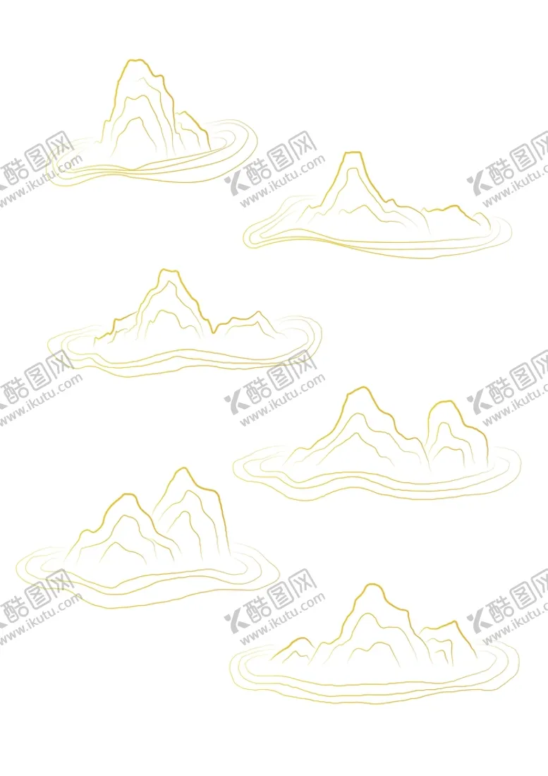 编号：80075012150712273708【酷图网】源文件下载-中式中国风山纹水纹矢量装饰元素