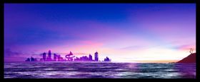 东莞城市紫色天空海洋