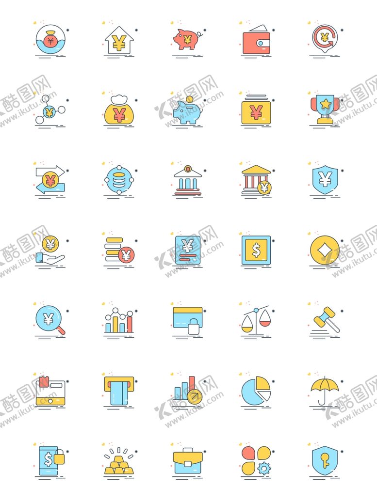 编号：95480710211636543778【酷图网】源文件下载-金融类小图标