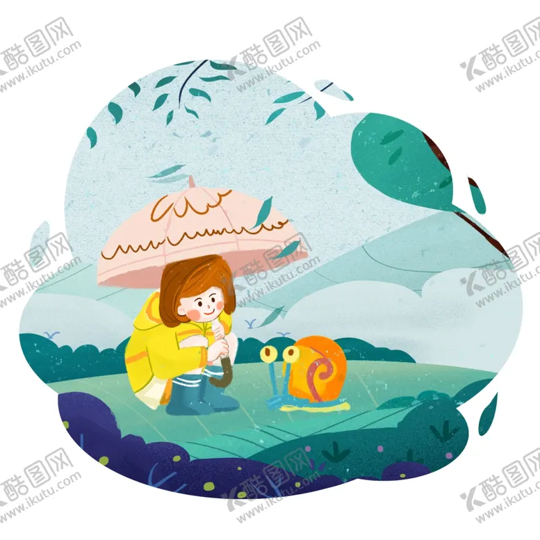 编号：37492903270905573576【酷图网】源文件下载-蜗牛女孩插画