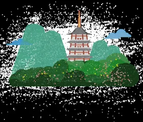 城市地标扁平风国潮展板抽象国潮文化