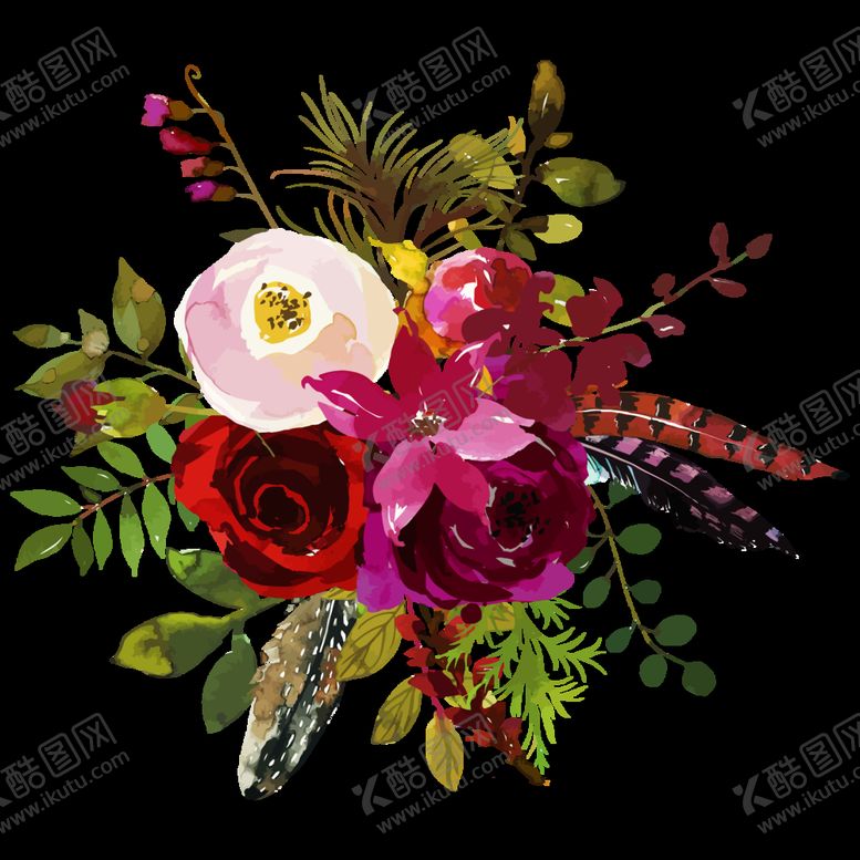 编号：20055807131800419044【酷图网】源文件下载-水彩创意花朵植物装饰