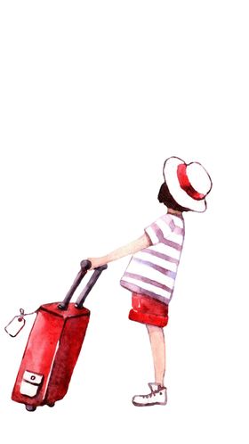 拉着行李箱女该
