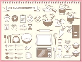手绘美食及厨房用品图标集