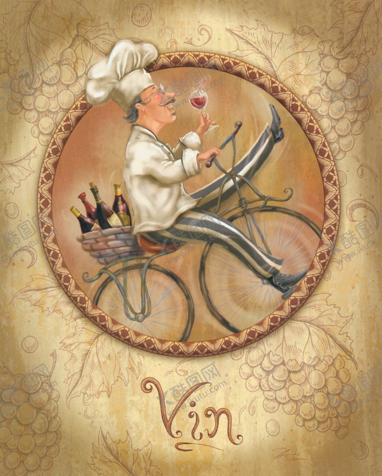 编号：39801709172100577126【酷图网】源文件下载-厨师餐厅欧式手绘插画装饰画