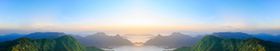 中国风河山绿水夕阳美景